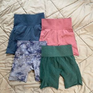 Bundle of Ribbed & Printed Athletic Shorts- 4-Pack